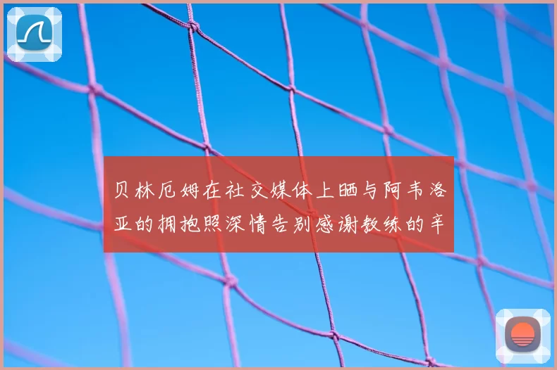贝林厄姆在社交媒体上晒与阿韦洛亚的拥抱照深情告别感谢教练的辛勤付出