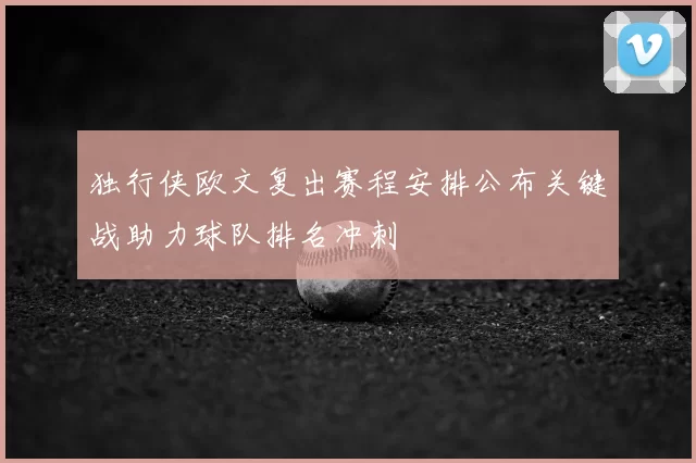 独行侠欧文复出赛程安排公布关键战助力球队排名冲刺